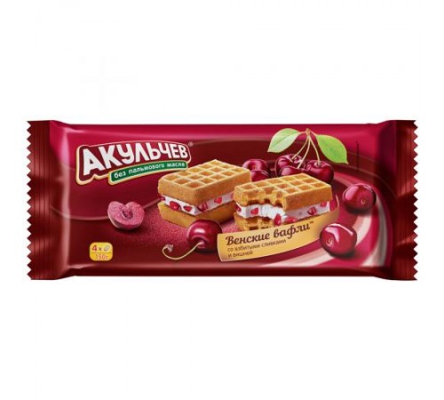 Вафли Венские со взбитыми сливками и вишней Акульчев 112 гр