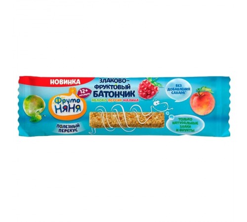Батончик Злаково-фруктовый ябл/персик/малина Фруто-няня 25 гр