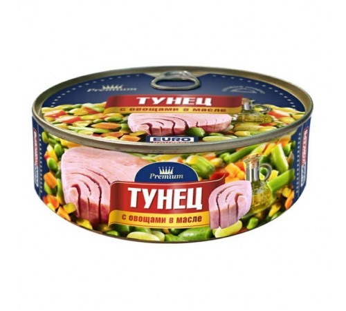 Тунец с овощами в масле Премиум 230гр
