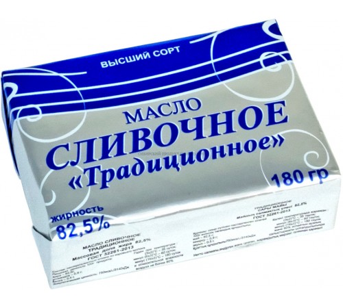 Масло сливочное Традиционное 180гр 82,5%

