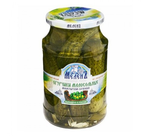 Огурцы бочковые малосольные Меленъ 900 мл