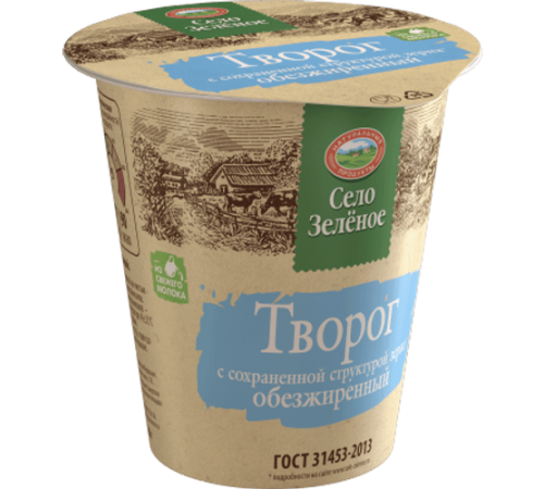 Творог обезжиренный  Село Зеленое 220 гр
