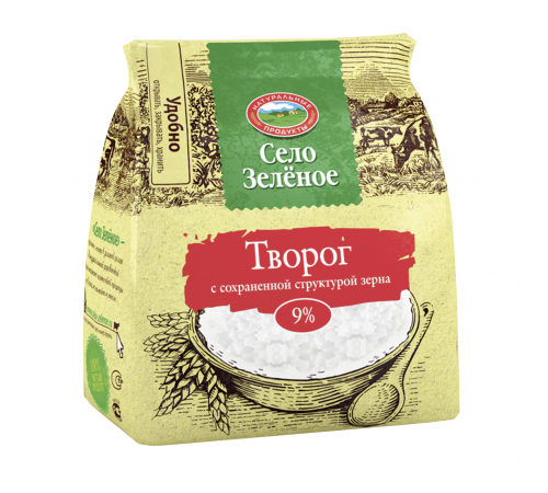 Творог пакет Село Зеленое 200 гр 9%
