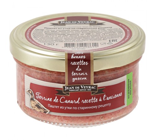 Паштет из утки по старинному рецепту с/б Jean de veyrac 130 г
