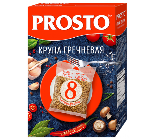 Крупа гречневая пакет д/варки (8шт) PROSTO 500г
