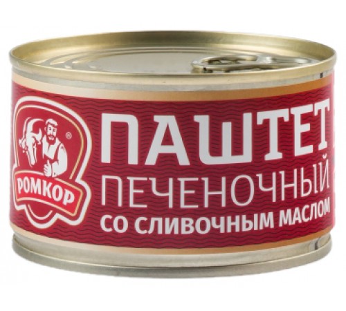 Паштет печеночный со сливочным маслом  ж/б РомКор 230 г
