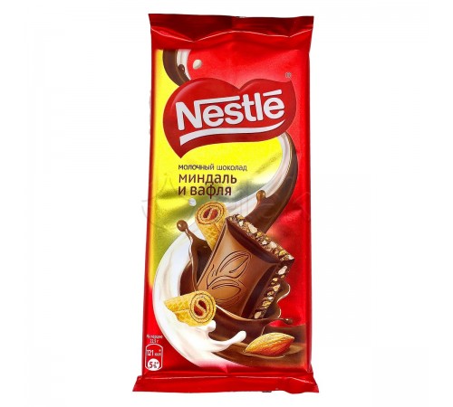 Шоколад молочный Миндаль и Вафля Nestle 90 гр