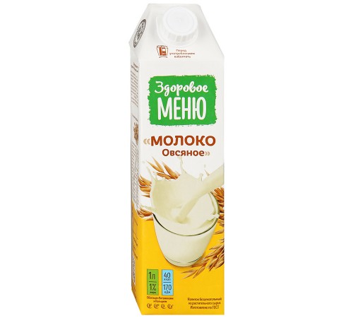 Молоко овсяное Здоровое Меню 1л 1%
