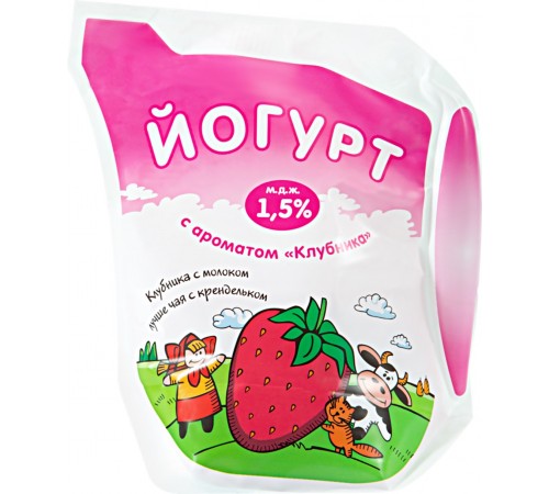 Йогурт питьевой с ароматом клубники Кезский сырзавод 450 г 1,5%
