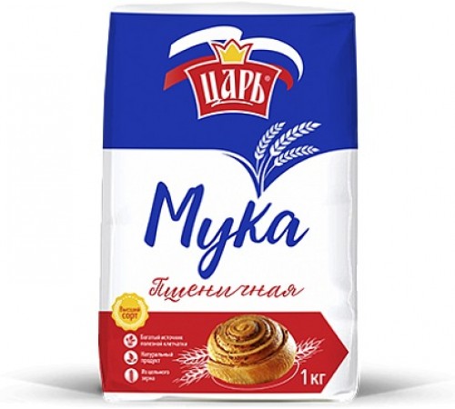 Мука пшеничная высший сорт Царь 1кг
