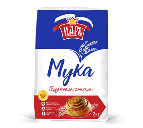 Мука пшеничная высший сорт Царь 2кг
