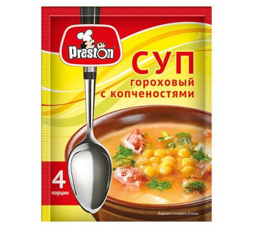 Суп быстрого приготовления гороховый с копченостями Престон 60г
