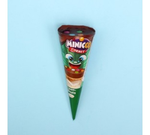 Рожок вафельный с шоколадно-ореховым кремом 25гр Миннико Корнет