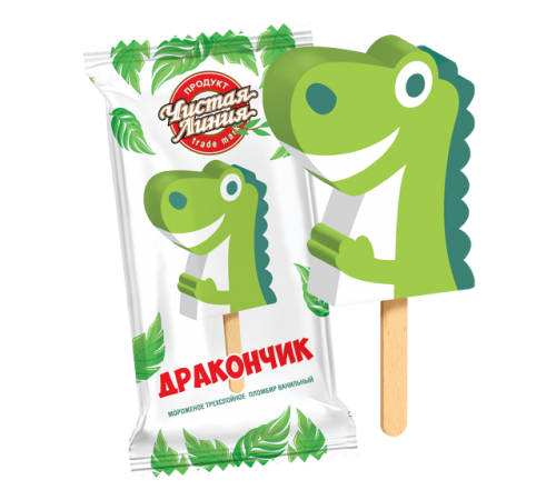 Мороженое Дракончик пломбир трехслойный Чистая линия 65 гр
