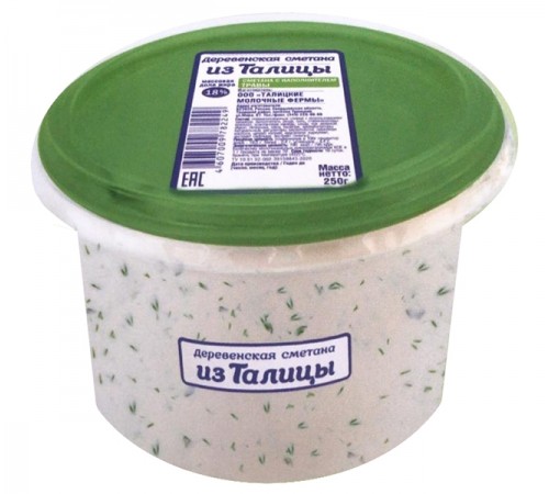 Сметана деревенская с наполнителем из Талицы 250 гр 18%
