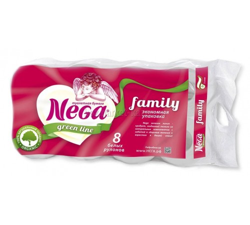 Бумага туалетная 2х слойная 8 рул Nega