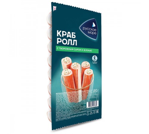 Краб-ролл с сыром и зеленью Русское море 180гр
