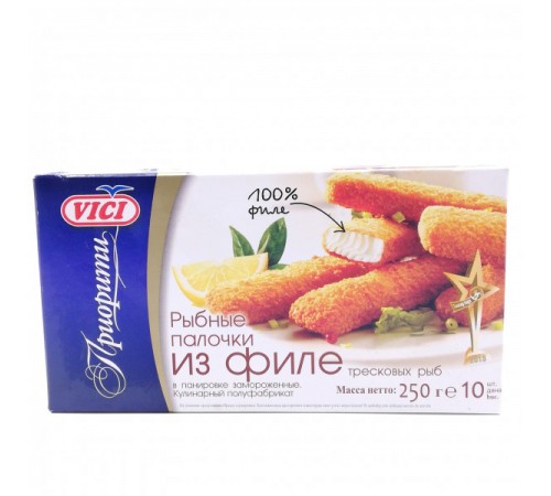 Палочки рыбные из филе тресковых рыб  ВИЧИ  250 гр
