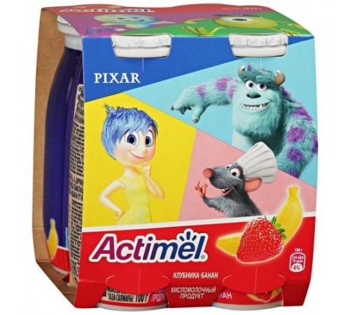 Напиток кисломолочный Кидс Клубника-Банан Актимуно 95 гр 1,5%
