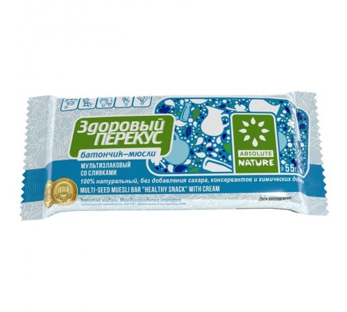 Батончик-мюсли свежие сливки Здоровый перекус 55гр

