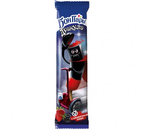 Мороженое Фруктовый лед Дракула клубника и ежевика с клубничным соусом Бон пари 60 гр
