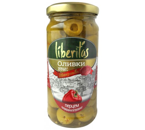 Оливки зеленые с перцем Либеритас 240 г