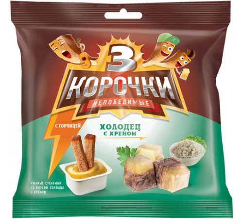 Сухарики Холодец хрен+горчичный соус ржаные 3 корочки 60 гр