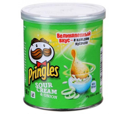 Чипсы картофельные сметана и лук Принглс 53гр
