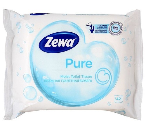 Туалетная бумага влажная Zewa Pure 42 л