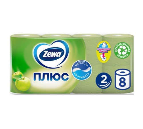 Туалетная бумага яблоко 2-слойная Zewa 8шт