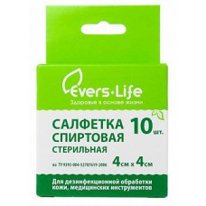 Салфетка спиртовая для инъекций 4*4 см Evers Life 10шт