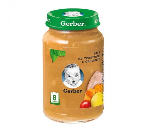 Пюре мясное Рагу из телятины с овощами Гербер 190 гр
