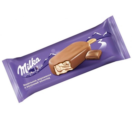 Мороженое Сливочное с шоколадным соусом Milka 62г