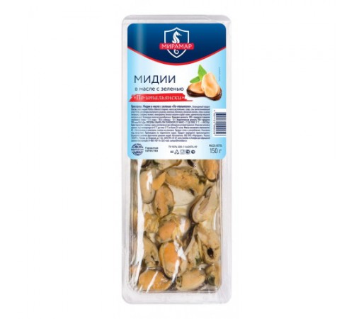 Мидии в масле с зеленью Мирамар 150гр
