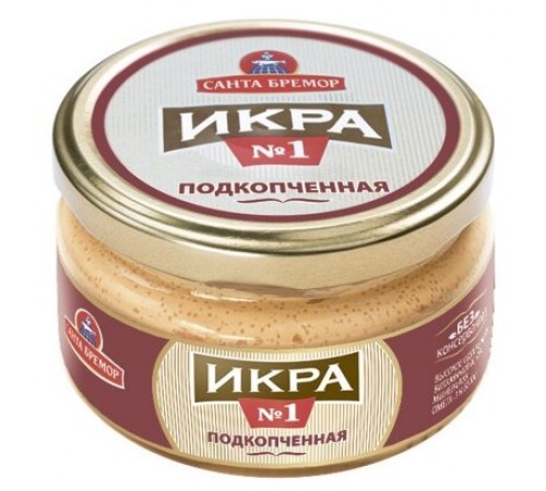 Икра мойвы деликатесная с копченным лососем Санта Бремор 180г