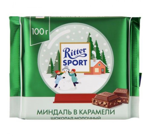 Шоколад молочный Миндаль в карамели Риттер спорт 100г