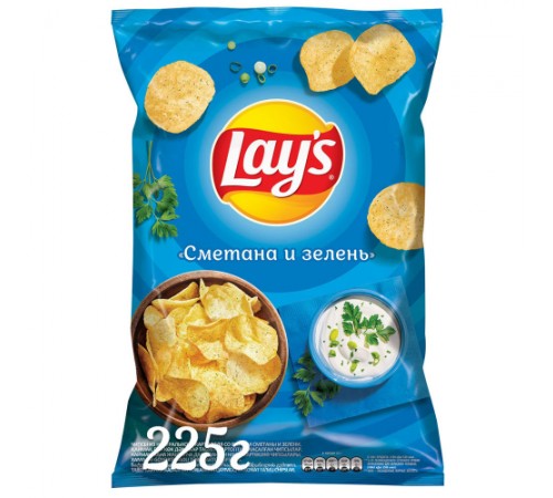 Чипсы картофельные Сметана+Зелень Лейс 225 гр
