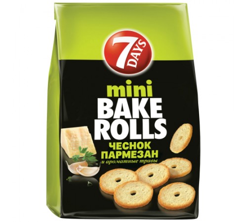 Сухарики чеснок пармезан Бейк Ролз 7 Days 80 гр
