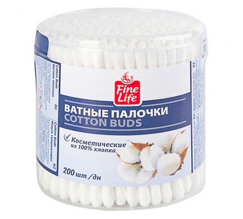 Палочки ватные FINE LIFE 200шт