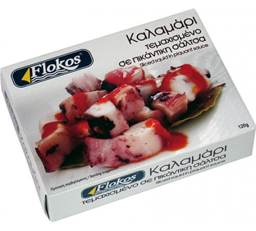 Кальмар щупальца нарезанный с орегано и маслом пикатный Flokos 120гр
