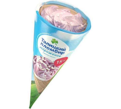 Мороженое рожок Пломбир с джемом черники Талицкий 70 гр
