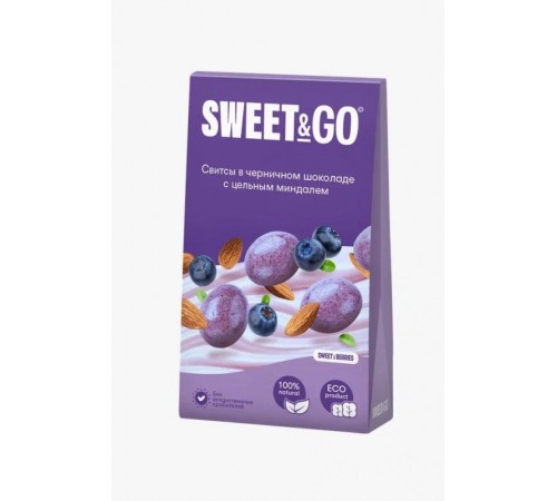 Конфеты в черничном шоколаде с миндалем без сахара Свитики 60гр