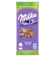 Шоколад молочный с цельным фундуком Милка 80г