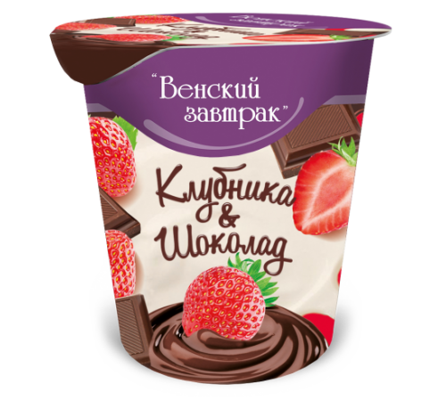 Десерт творожный Клубника и Шоколад Венский завтрак 150гр
