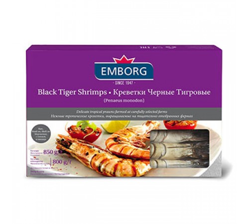 Креветки тигровые свеже-мороженные 16-20 Эмборг 850 гр
