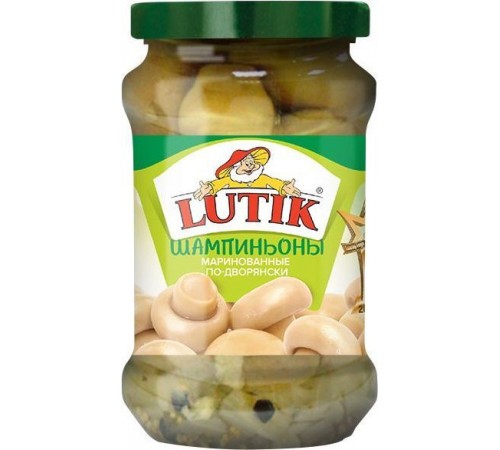 Шампиньоны маринованные целые Лютик 280гр
