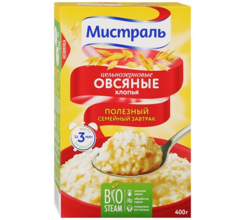 Хлопья Овсяные Мистраль 400 гр
