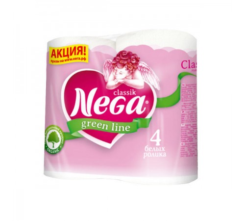 Бумага туалетная 2х слойная 4 рул Nega