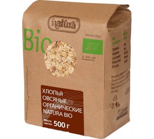 Хлопья овсяные органические Natura bio 500г