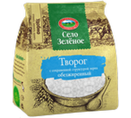 Творог обезжиренный  пакет Село Зеленое 200 гр
